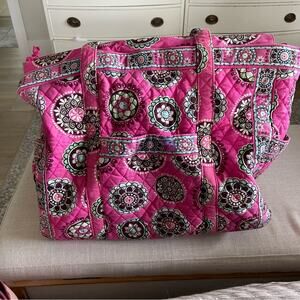 Vera Bradley Extra Large Vibrant Pink Patterned Tote Bag
